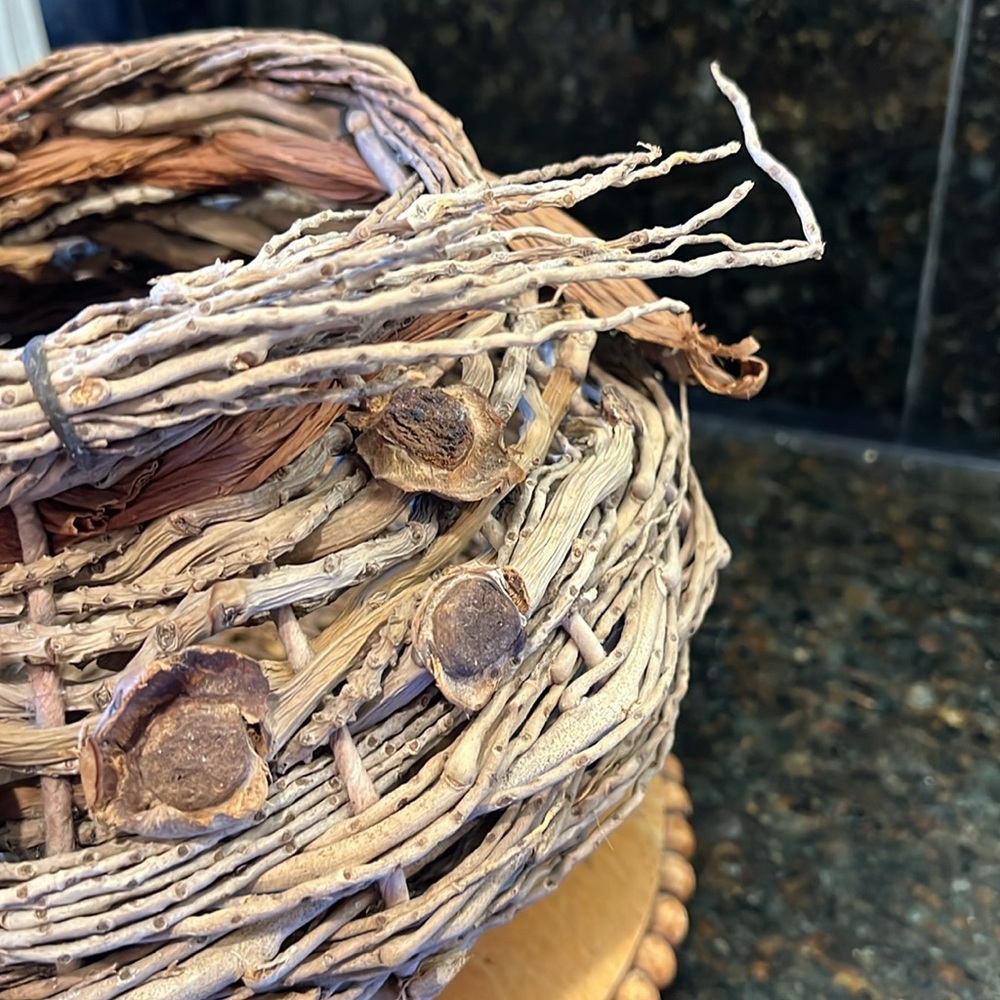 Hand Woven Palm Fiber Art Nest Basket - Picture 2 of 11